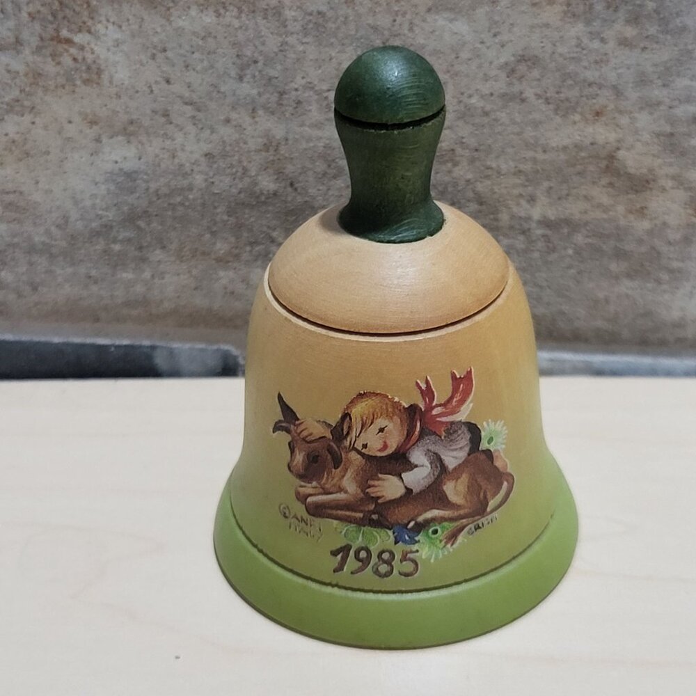 Vintage ANRI Schmid Christmas Wooden Bell 1985